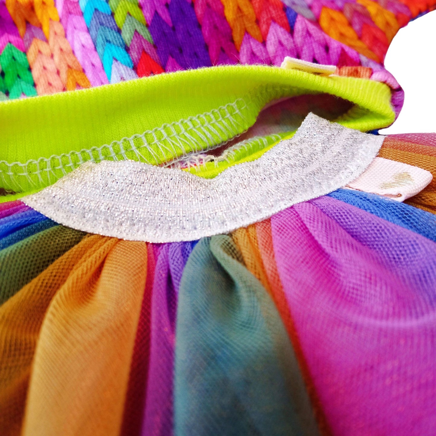Colorful doll outfit for Paola Reina 32 cm (12") – vibrant sweater, multicolored tulle skirt.