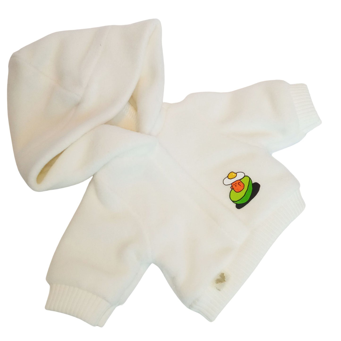 White hoodies with an avocado print for Paola Reina dolls 32 cm or 12 inch.