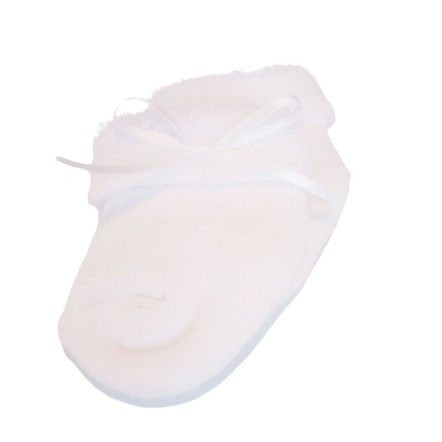 Soft white doll socks with a delicate ribbon, perfect for dolls 34-45 cm.