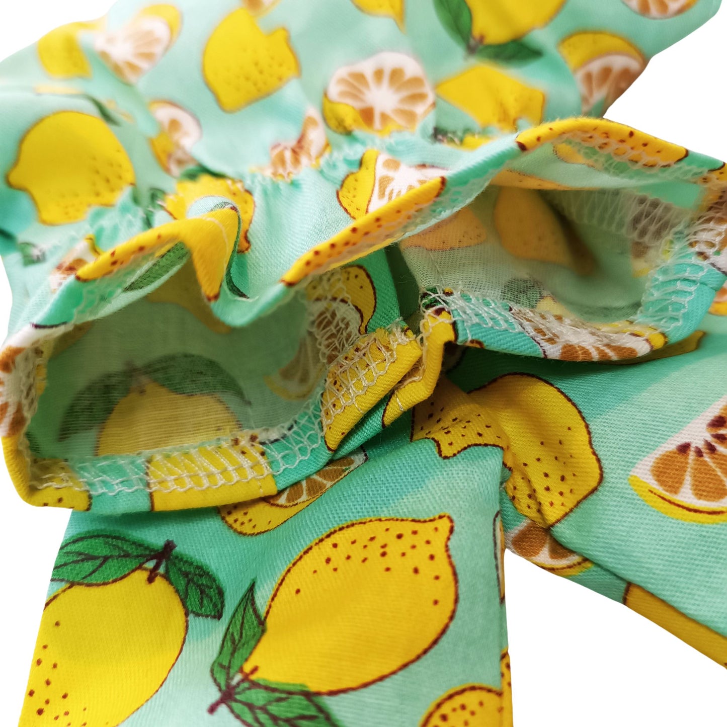 Summer Outfit bright lemon-printed for Paola Reina 32 cm doll wearing with a matching belt, styled for a cheerful summer look.