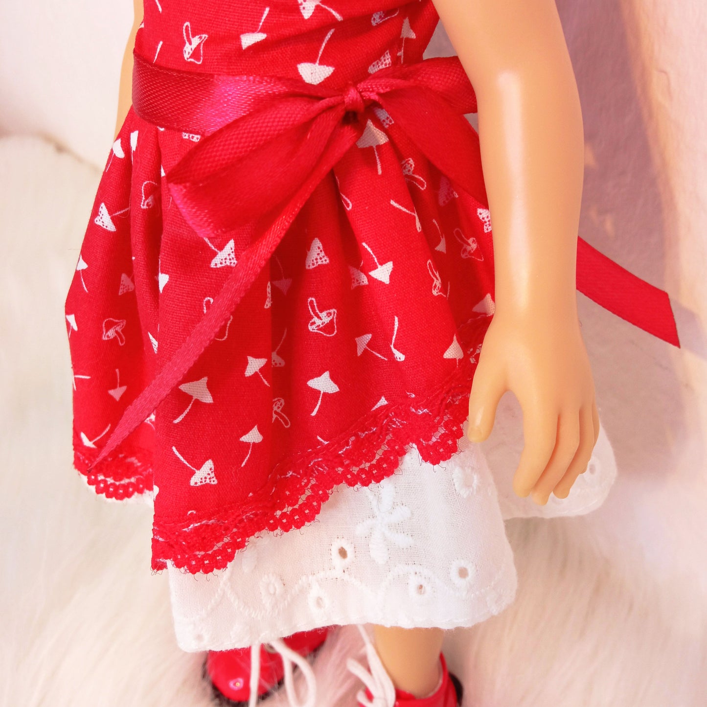 Doll clothes "Dress "Mushrooms" for doll 30-33 cm