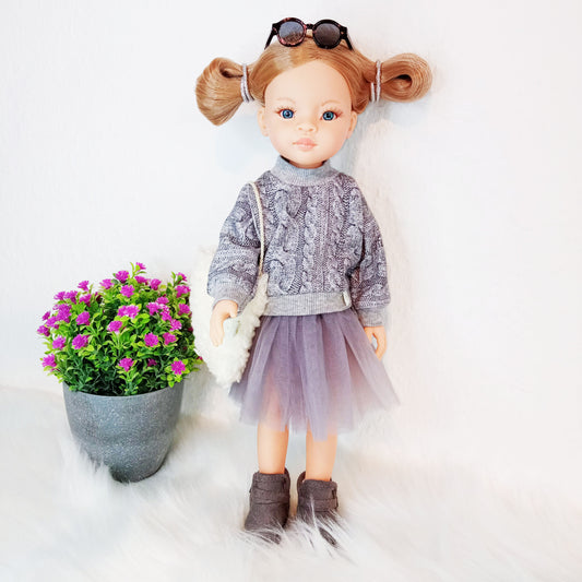 Cute Doll Outfit - Skirt and Jersey Blouse Set for 12-13 Inch Dolls