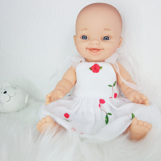 Handmade Doll Clothes: White Dress for 34 cm Baby Born Doll