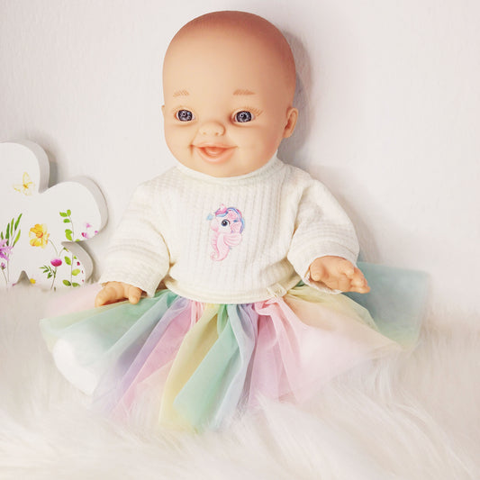 Handmade Set of Doll Clothes: Blouse and Skirt for Reborn Dolls 13-14 Inches