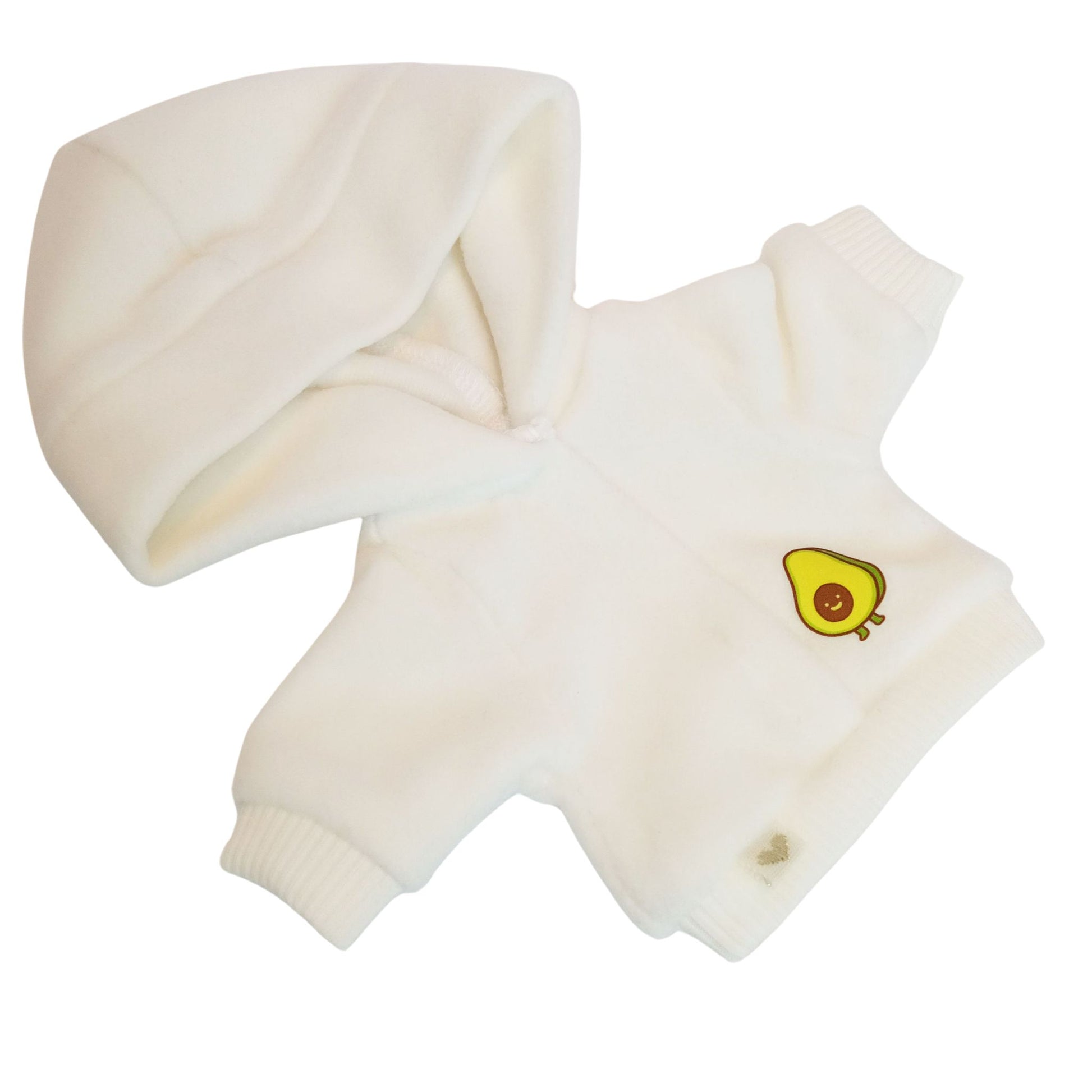 White hoodies with an avocado print for Paola Reina dolls 32 cm or 12 inch.
