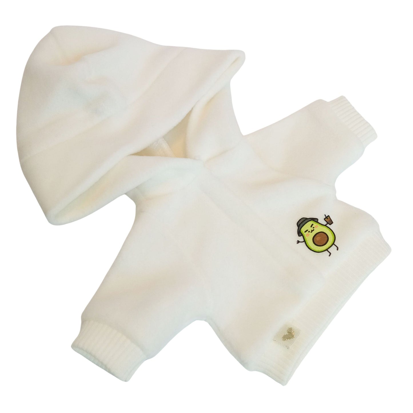 White hoodies with an avocado print for Paola Reina dolls 32 cm or 12 inch.
