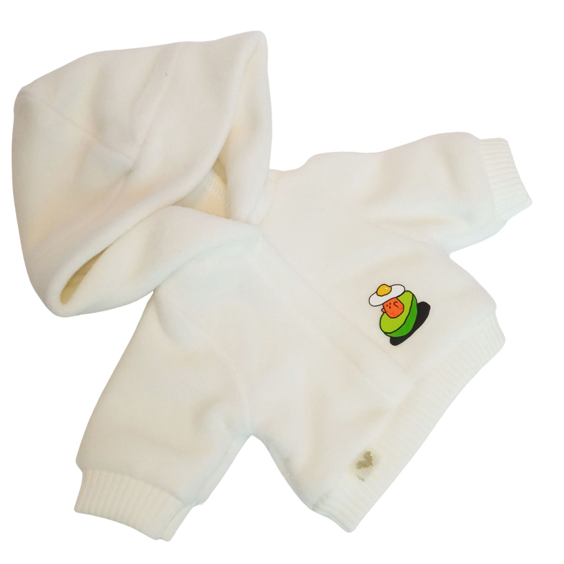 White hoodies with an avocado print for Paola Reina dolls 32 cm or 12 inch.